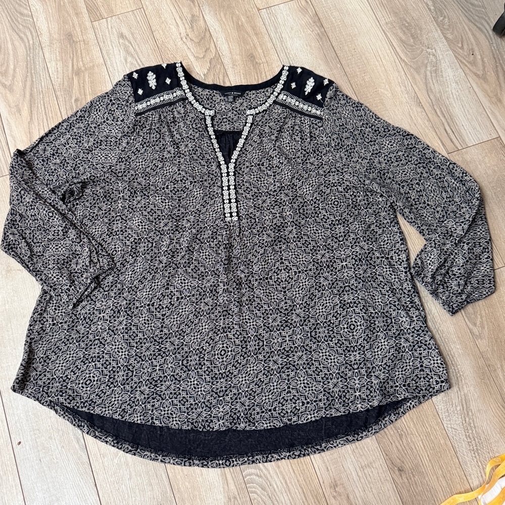 Lucky Brand Black and White Floral Blouse
